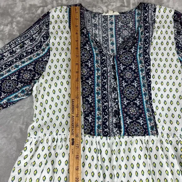 Reborn J Boho Dress Womens 1X Colorful Pattern Button Front Flowy Elephant(1003) - Picture 13 of 15